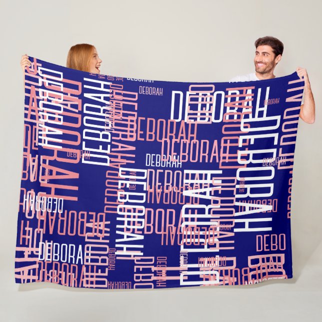 Create Modern Typography Pattern of Names Fleece Blanket (In Situ)