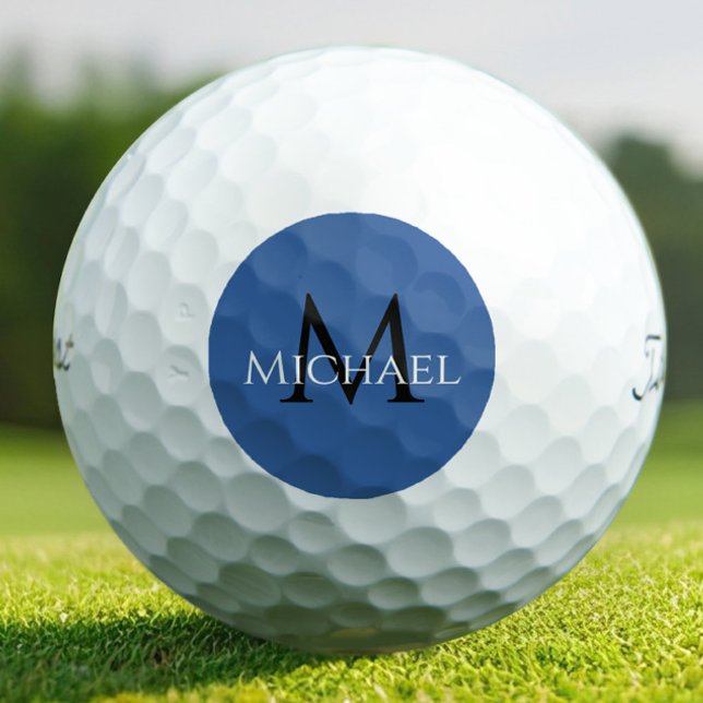 Create Monogram Name Initial Elegant Blue Golf Balls (Royal Blue & Black Monogram Golf Balls – Bold, Personalized Style for the Modern Golfer)