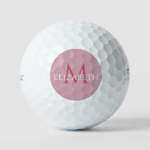 Create Monogram Name Initial Elegant Pink Golf Balls