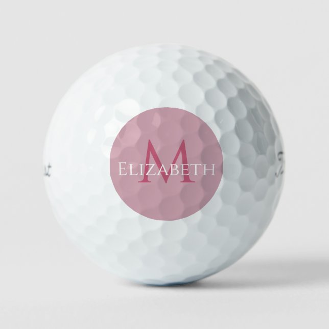 Create Monogram Name Initial Elegant Pink Golf Balls (Front)
