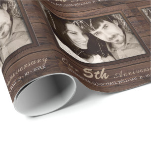 Create Own 5th Wedding Anniversary PHOTO Gift Name Wrapping Paper