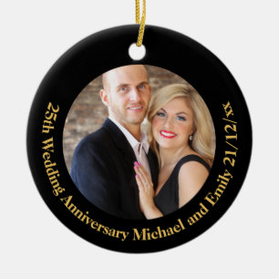Create Own ANNIVERSARY PHOTO Gift under $15 Ceramic Ornament