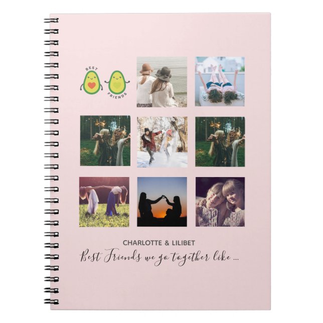 Create Own BFF Photo Collage gifts - Vegan Avocado Notebook (Front)