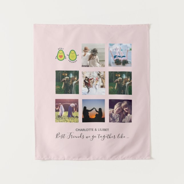Create Own BFF Photo Collage gifts - Vegan Avocado Tapestry (Front)