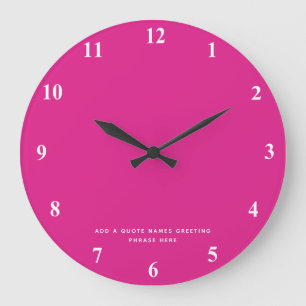 Create Own CERISE PINK Custom Text Personalised Large Clock