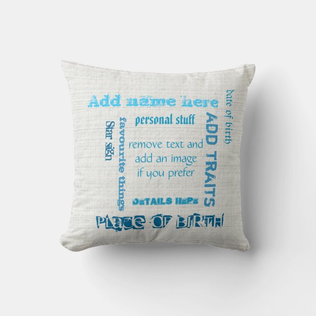 Create own chalkboard word cloud cushion, stone cushion (Front)