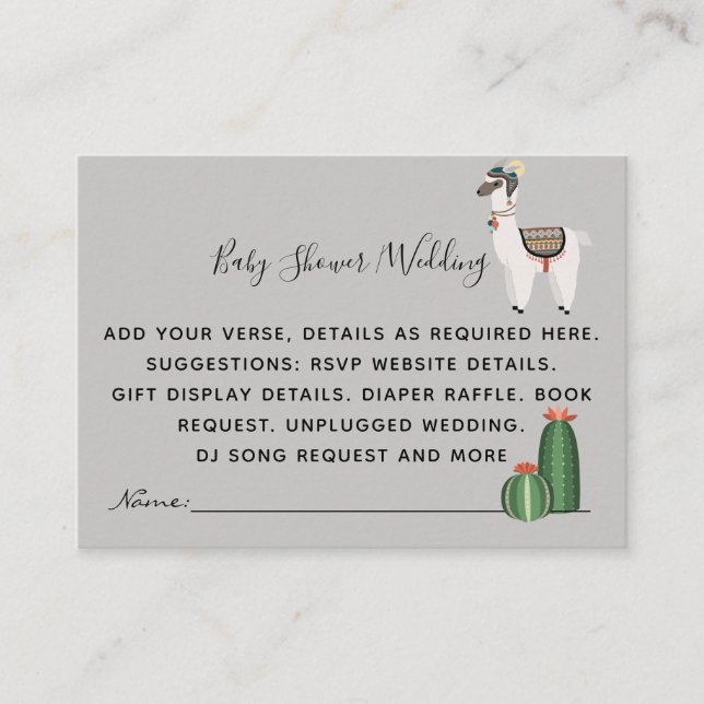 Create Own Event Details Inserts - Alpaca Llama (Front)