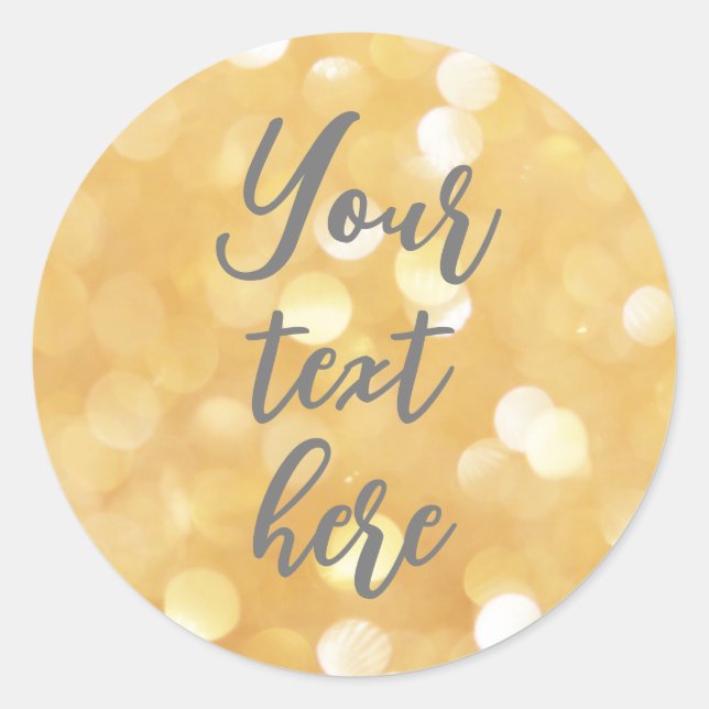 create own image text sticker gold sparkle glitter (Front)