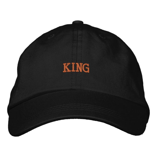 Create Own Name King Text name Black Colour Embroidered Hat (Front)