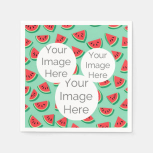 create own paper photo text template watermelon napkin