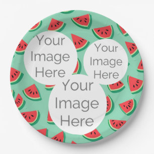 create own paper photo text template watermelon plate
