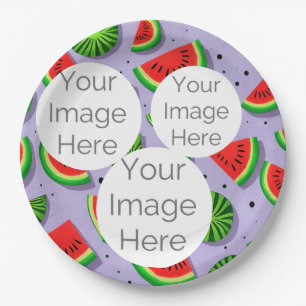 create own paper photo text template watermelon plate