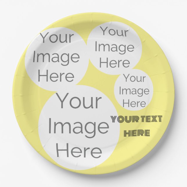 create own paper photo text template yellow plate (Front)