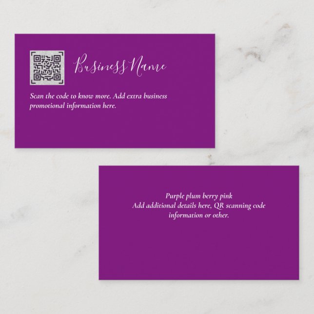 Create own QR Code Business Card - Lots of Colours (Front/Back)