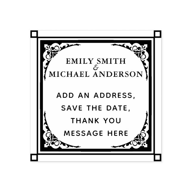 Create Own STAMP Custom Text Ornate Border square (Imprint)