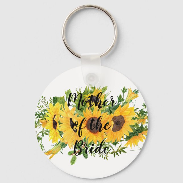 Create Own Sunflower Bridal Party Gifts ADD TEXT Key Ring (Front)