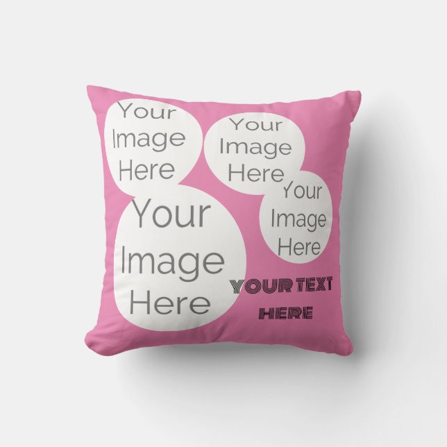 create own Throw Pillow photo text template pink (Front)