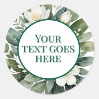 create own wedding sticker white flower eucalyptus
