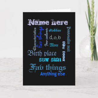 Create own word cloud card with template - BLU/BLK
