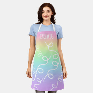 CREATE Pastel Rainbow Gradient Swirls Apron
