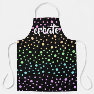 "Create" Pastel Rainbow Polka Dots Apron