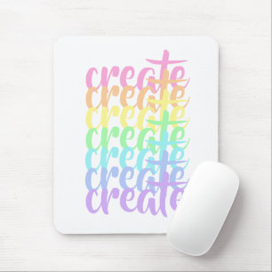 "Create" Pastel Rainbow Words Mouse Pad