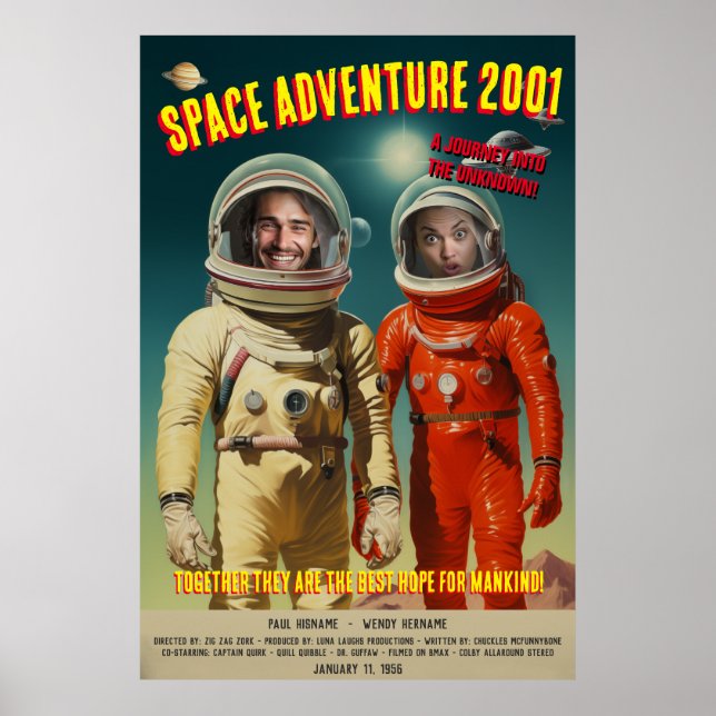 Create Personalised 1950's Sci-Fi Space Adventure Poster (Front)