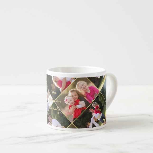 Create Personalised 5 Photo Collage Gold Monogram Espresso Cup (Front Right)
