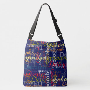 Create Personalised Colour Name Blue Typography Crossbody Bag