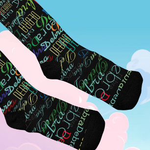 Create Personalised Colourful Name Typography Blac Socks