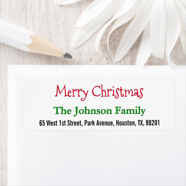 Create Personalised Merry Christmas Return Address Label (Insitu)