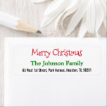 Create Personalised Merry Christmas Return Address Return Address Label<br><div class="desc">Custom,  personalised,  fun,  festive red and green typography / script,  Merry Christmas / Happy Holidays / Season's Greetings return address label. Simply enter the family name / bride & groom's / wife & husband's names,  and address,  to customise.</div>