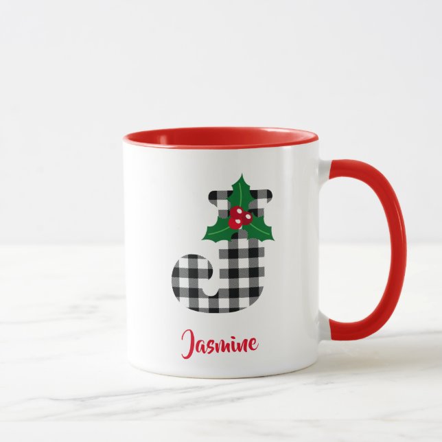 Create Personalised Name Initial J Christmas Mug (Right)