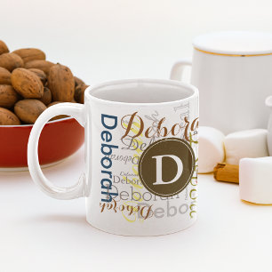 Create personalised Name & Initial typography Coffee Mug