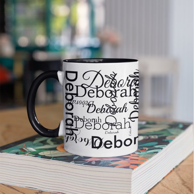Create personalised Name typography black Mug (Creator Uploaded)