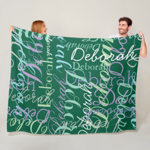 Create Personalised Name Typography dark-green Fleece Blanket
