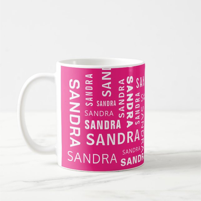Create Personalised Name Typography Pink Coffee Mug (Left)