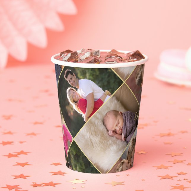Create Personalised Photo Collage Party Paper Cups (Create Personalized Photo Collage Party Paper Cups)