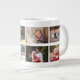 Create Personalized 8 Photo Collage Monogram Jumbo Large Coffee Mug