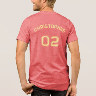 Create Player Name Jersey Number Mens Red Cotton Tri-Blend Shirt