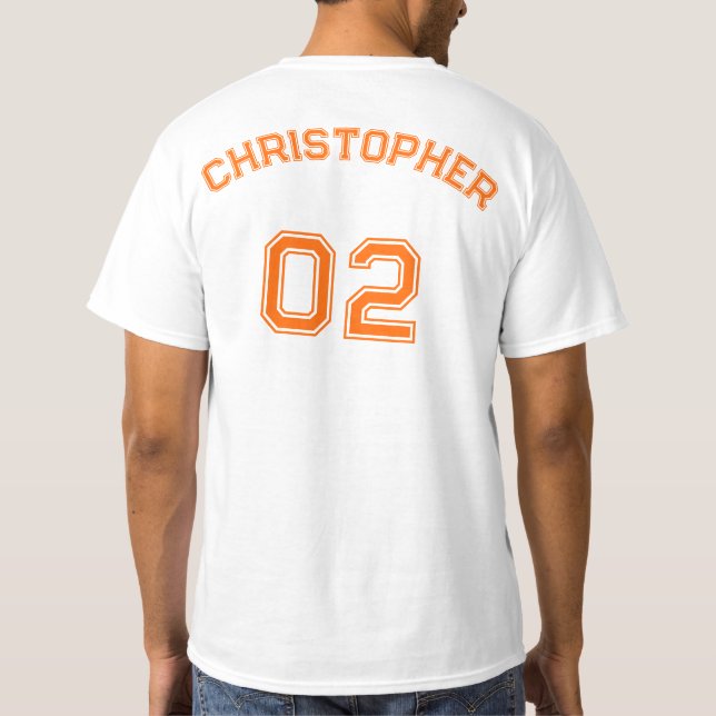 Create Player Name Jersey Number Mens Value Cotton T-Shirt (Back)