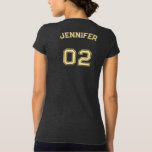 Create Player Name Jersey Number Slim Fit V-Neck T-Shirt<br><div class="desc">Create your own custom, personalised, cool stylish faux gold typography / font / script, monogrammed player name jersey number black, fashionable, slim fit, 100% combed ringspun jersey cotton, womens v-neck t-shirt tee shirt. Simply type in your name / player name and player jersey number, to customise. Makes a great gift...</div>
