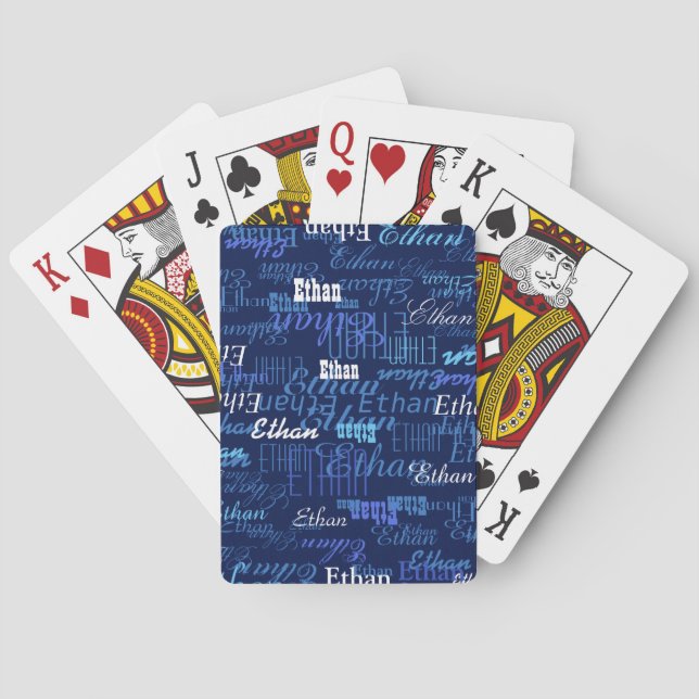 Create Playing Cards Game with your own name blue (Back)