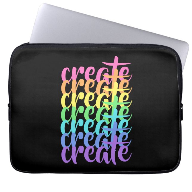 "Create" Rainbow Laptop Sleeve (Front)