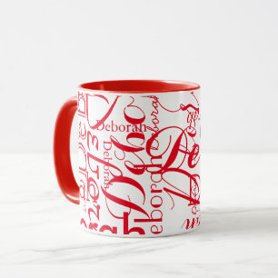 create red & white name mug