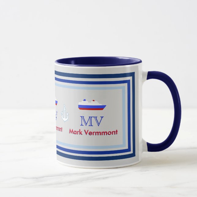 create ship captain personalised blue mug (Right)