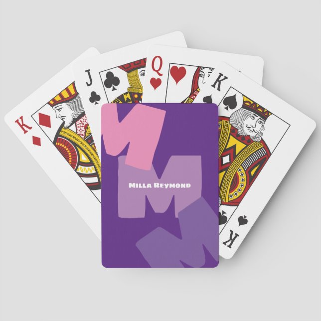 Create stylish purple playing cards with her name  (Back)