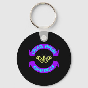 Create Suicide Awareness Ribbon Butterfly Novelty Key Ring