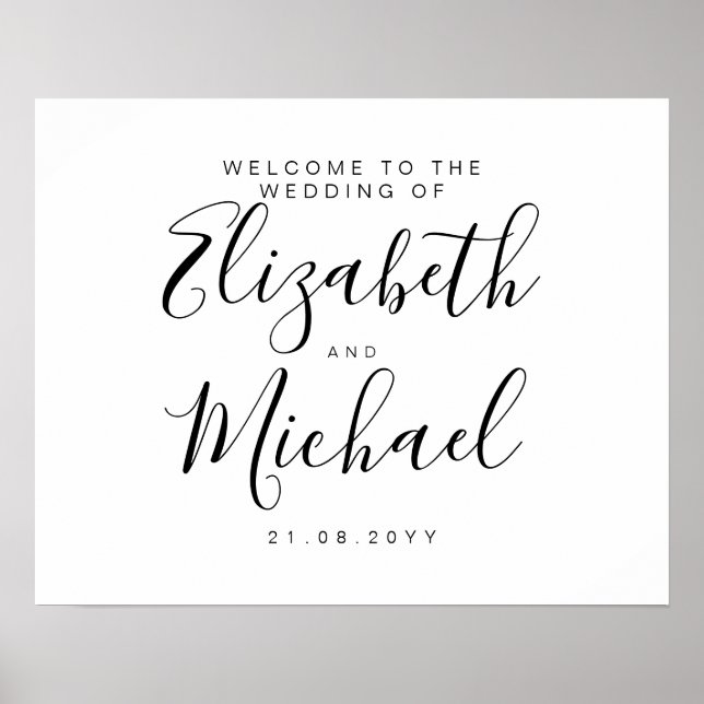 Create Wedding Welcome Sign white black plain (Front)