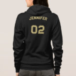Create Womens Player Name Jersey Number Full Zip Hoodie<br><div class="desc">Create your own custom, personalised, cool stylish faux gold typography / font / script, monogrammed player name jersey number black, soft, relaxed, plush poly-cotton blend, womens full zip hoodie hooded sweatshirt. Simply type in your name / player name and player jersey number, to customise. Makes a great gift for birthday,...</div>